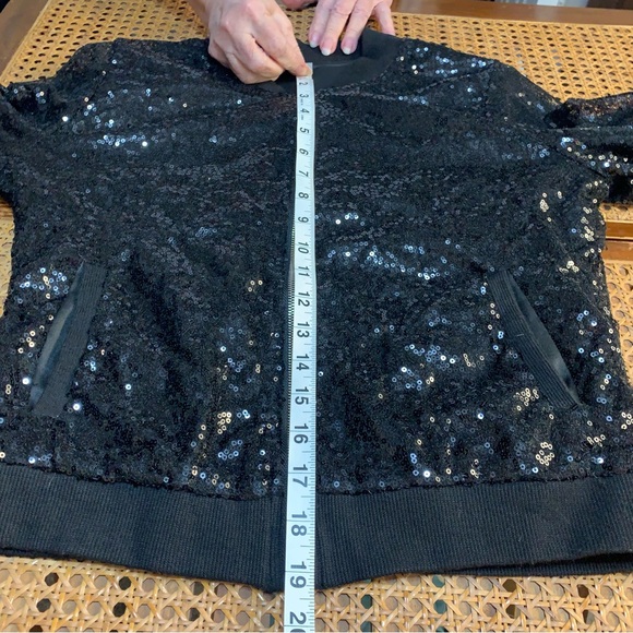 Black Sequin Sparkling bling bombers event jacket - Picture 6 of 11